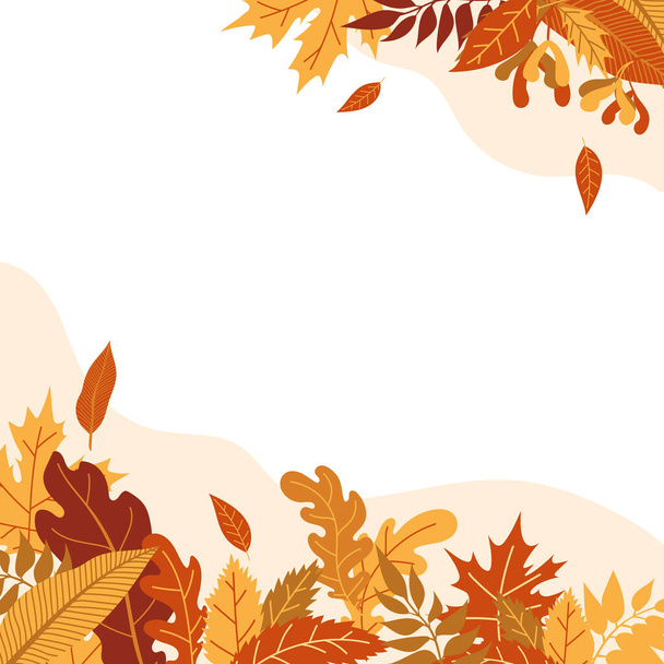 Orange autumn leaves vector illustration. Autumn Halloween frame with leaves, graphic icon or print isolated on white background. - Vettoriali, immagini