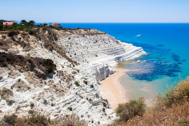 The Scala dei Turchi(Italian: Stair of the Turks), a rocky cliff on the southern coast of  Sicily, Italy. - Photo, Image