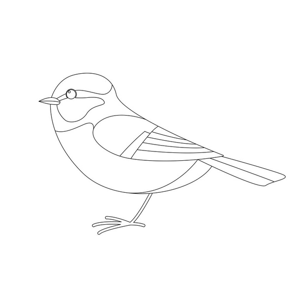 titmouse  bird, vector illustration,   lining draw , side view - Vector, Image