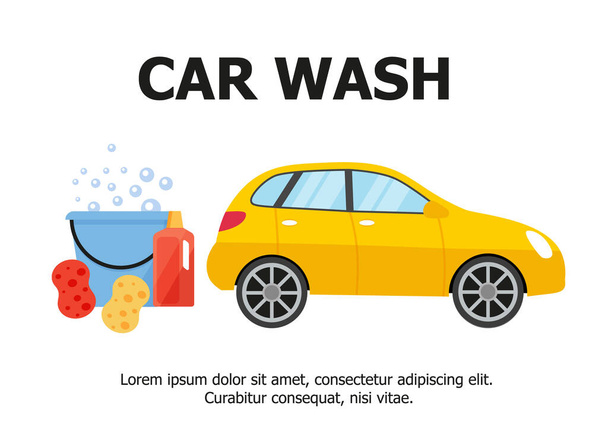 Servizio lavaggio auto. Illustrazioni web in stile piatto. Eps 10 - Vettoriali, immagini