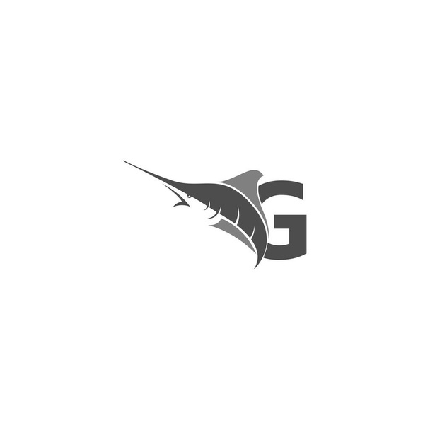Lettre G avec modèle d'icône de poisson de l'océan vecteur - Vecteur, image