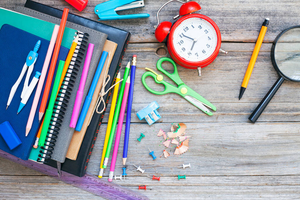 School stationery on table, space for text - Photo, Image