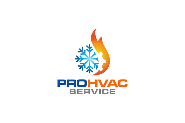 Illustrazione grafica vettoriale del servizio idraulico, riscaldamento e raffreddamento Logo Design template - Vettoriali, immagini