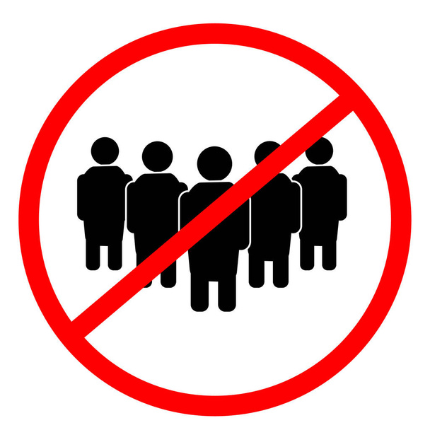Social Distancing on white background. Avoid crowds sign. Prohibition sign for quarantine symbol. No crowd logo. flat style. - Vector, Image