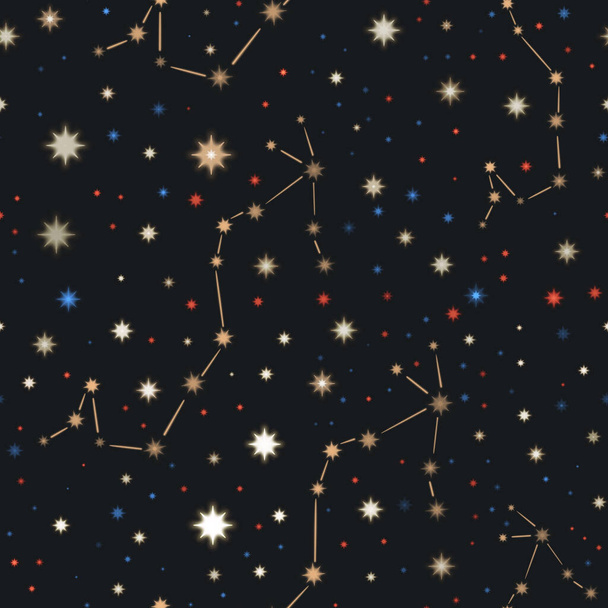 The Scorpio constellation with colorful stars. Seamless pattern. - Photo, image