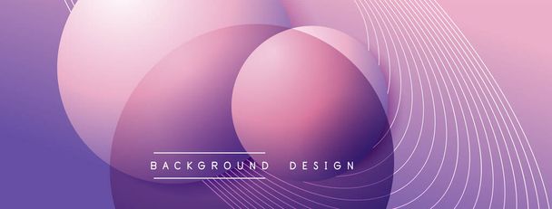 Gradient circles with shadows. Vector techno abstract background. Modern overlapping forms wallpaper background, design template - Vector, Image