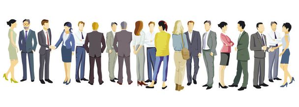 Business people standing together illustration, isolated on white background - Vector, Image