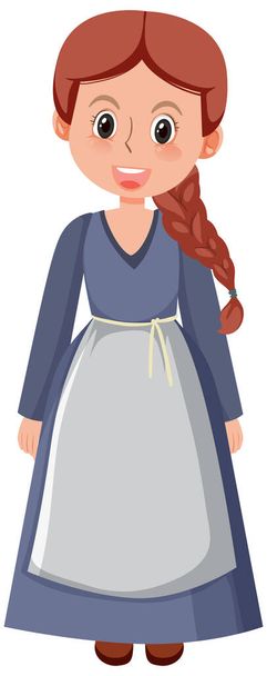 Female medieval historical cartoon characters illustration - Vector, Image