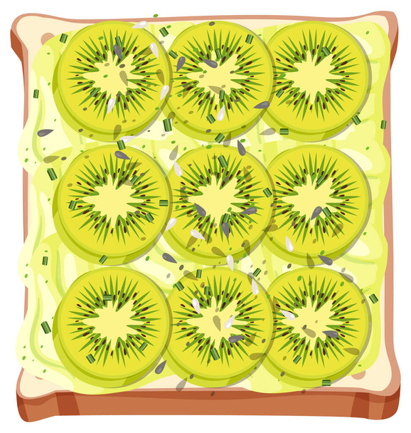 Vista superior del pan con ilustración de cobertura de frutas - Vector, Imagen