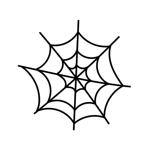 Simple spider web. Mystic. Halloween. Doodle style illustration - ベクター画像