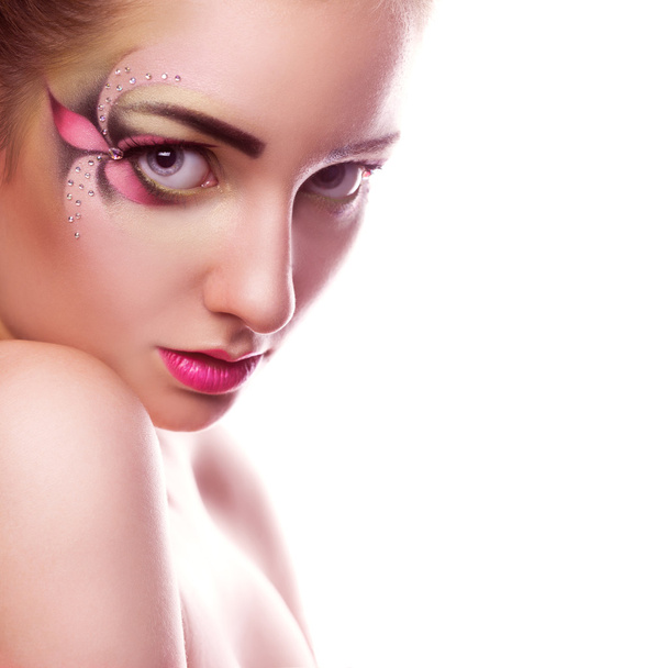 Square  photo of young beauty woman with creative make up - Foto, immagini