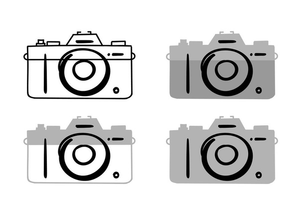 異なるスタイルの手描きのデジタルカメラのセット - ベクター画像