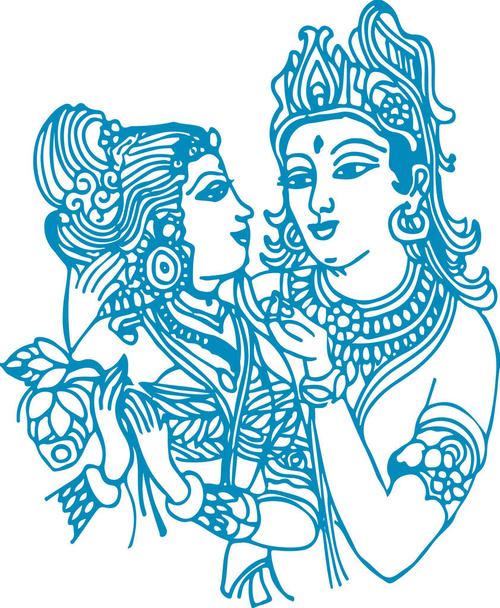 Rysunek lub szkic różnych typów Pana Kryszny, Vishnu Avatar zarys edytowalny ilustracja - Wektor, obraz