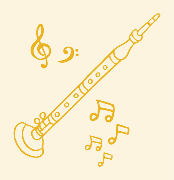 Kresba nebo skica indických tradičních hudebních nástrojů Shehnai, Dol, Tabulky editovatelné obrysy - Vektor, obrázek