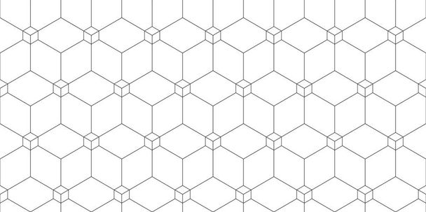 抽象幾何学的背景,ベクトル図.バナーやカバーの六角形の線のパターン。ハニカムキューブ形状モザイク - ベクター画像