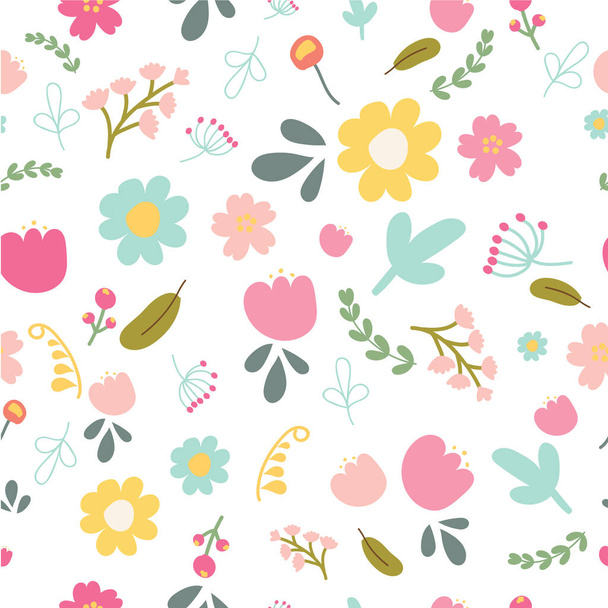 spring or summer flower blooming garden seamless colorful pattern - Vettoriali, immagini