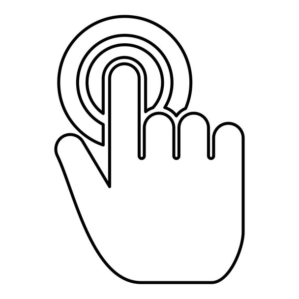 Clique no botão Cursor de mão Ícone de contorno de tela sensível ao toque ilustração vetorial de cor preta estilo plano imagem simples - Vetor, Imagem