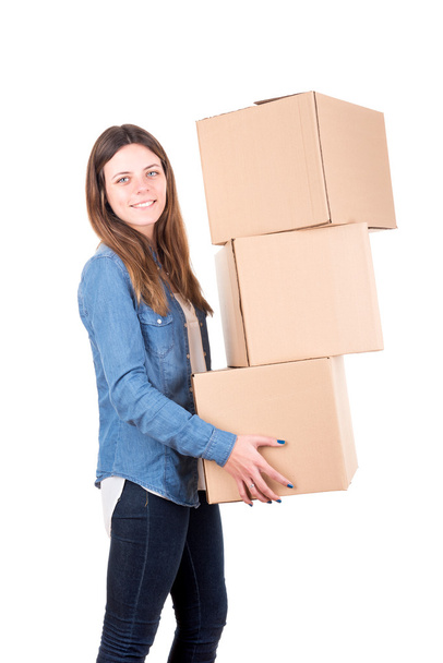 Girl with boxes - Zdjęcie, obraz