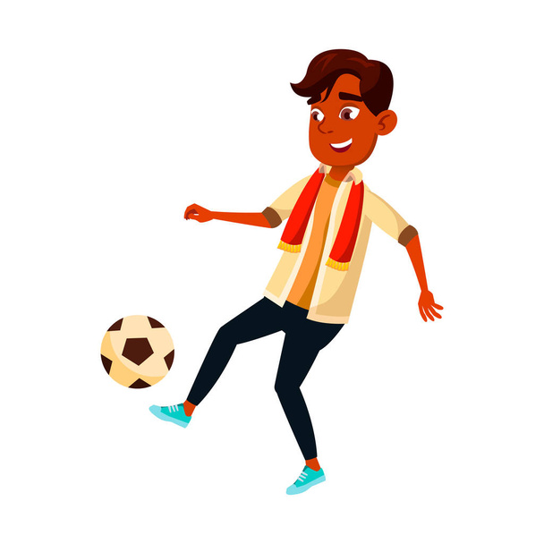 Školní chlapec hraje fotbal sportovní tým Game Vector - Vektor, obrázek