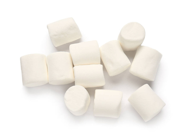 Heap of tasty marshmallows on white background - Photo, Image
