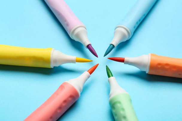 Colorful markers on color background - Photo, Image