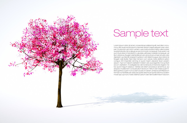 3D απεικόνιση καθιστούν απομονωμένες άνοιξη δέντρου με κείμενο - Φωτογραφία, εικόνα