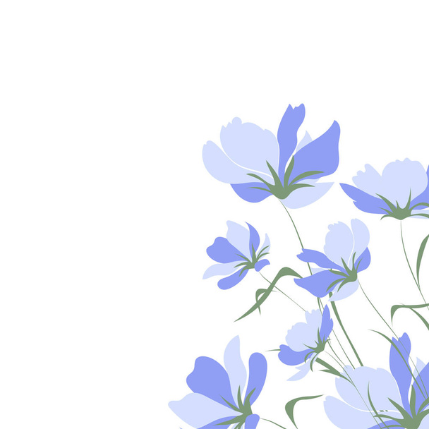 Divoké květy, obrys květinové prvky izolované na bílém pozadí. Ručně kreslené květiny, poupata a listy. - Vektor, obrázek