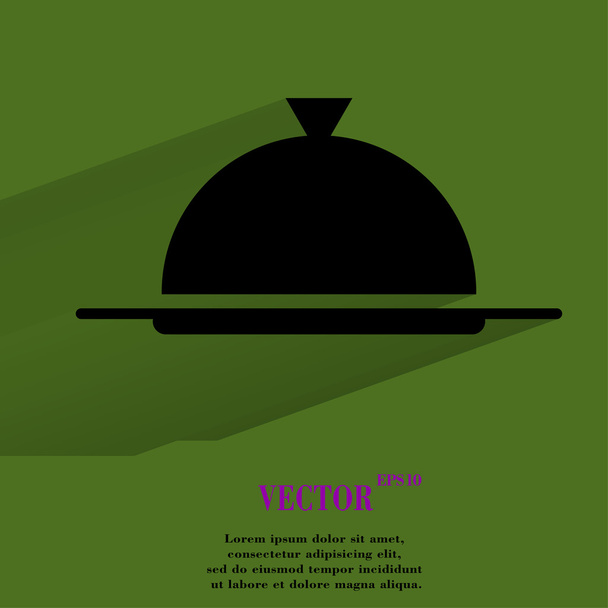 レストラン クローシュ。長い影とテキストのスペースをフラットな近代的なウェブボタン - ベクター画像
