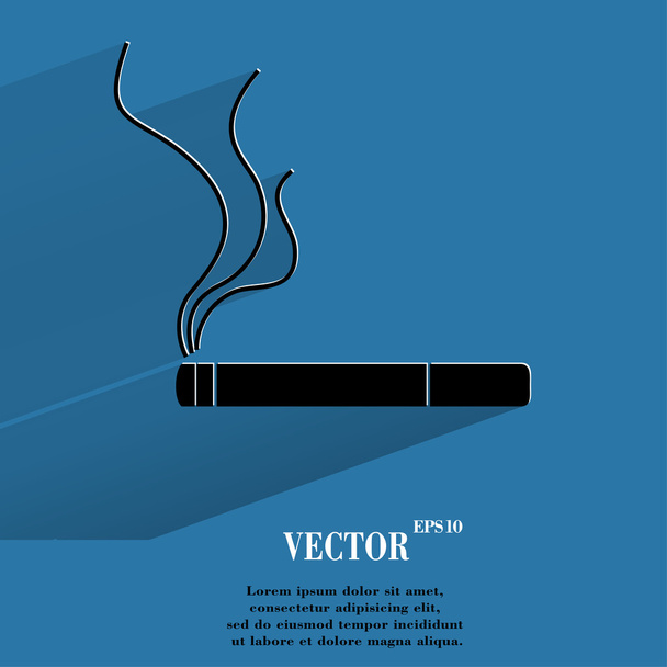 Rauchzeichen. Zigarette. flache moderne Web-Taste mit langem Schatten und Platz für Ihren Text - Vektor, Bild