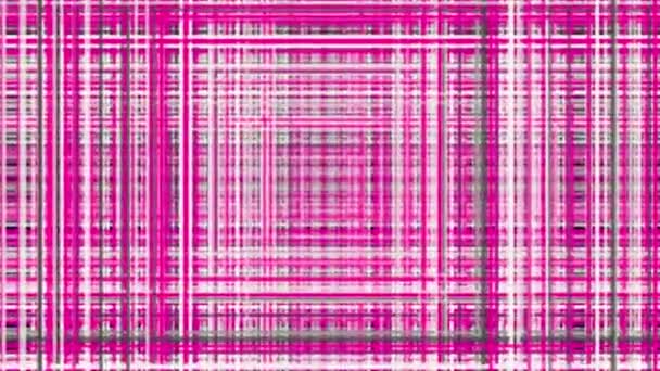 Abstracte achtergrond met kruisende roze en witte lijnen, naadloze lus. Animatie. Crossed lines creëren een effect van een vierkante tunnel. - Video