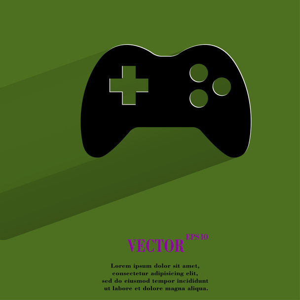 Gaming Joystick. Flat modern web button with long shadow and space for your text. - Vector, Image