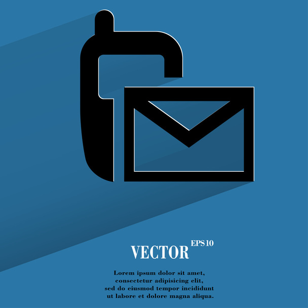Sms. Flat modern web button with long shadow and space for your text. - Vector, Image