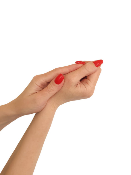 жіночий манікюр рук ізольований на білому тлі
 - Фото, зображення