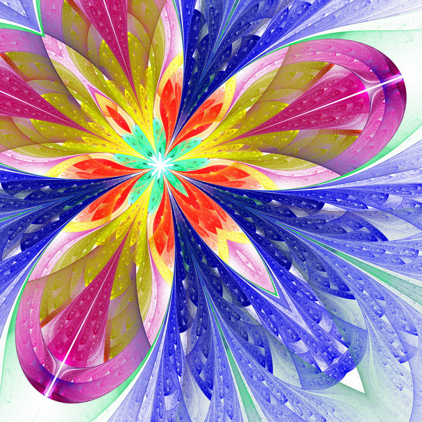 Multicolor bela flor fractal em azul, roxo e marrom. C
 - Foto, Imagem