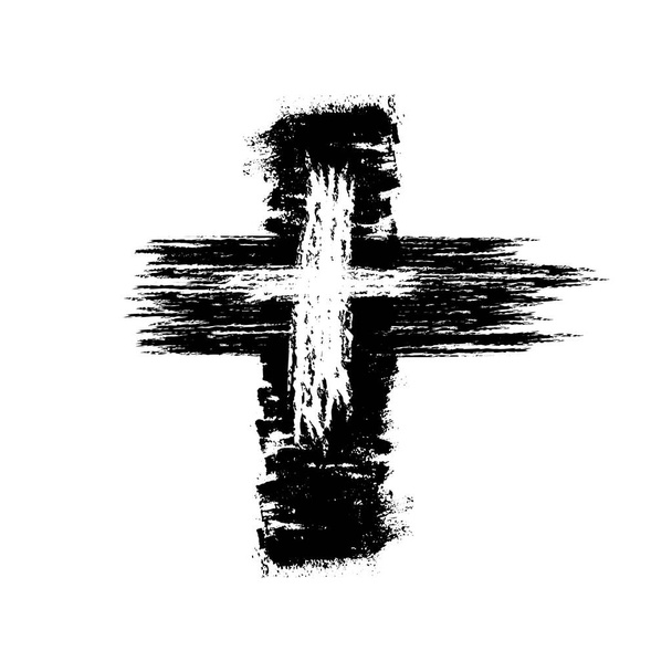 Black blotted cross. Vector illustration - Vector, Image