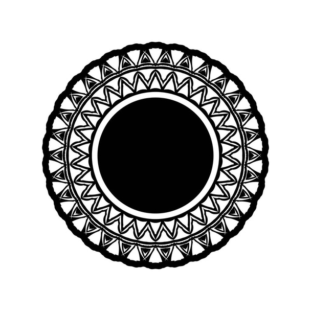 Boho mandala kuvitus mustavalkoinen, hippi pyöreä muotoilu. Tribal geometrinen Mandala vektori suunnittelu - Vektori, kuva
