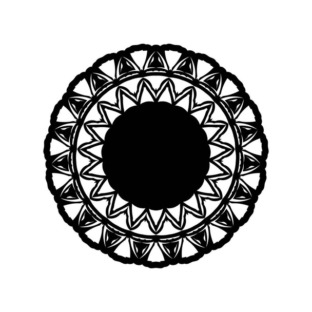 Ilustración Boho mandala en blanco y negro, diseño redondo hippie. Diseño tribal geométrico vectorial mandala - Vector, imagen