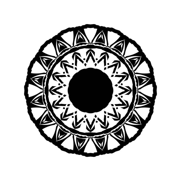 Illustration mandala Boho en noir et blanc, motif rond hippie. Modèle vectoriel de mandala géométrique tribal - Vecteur, image