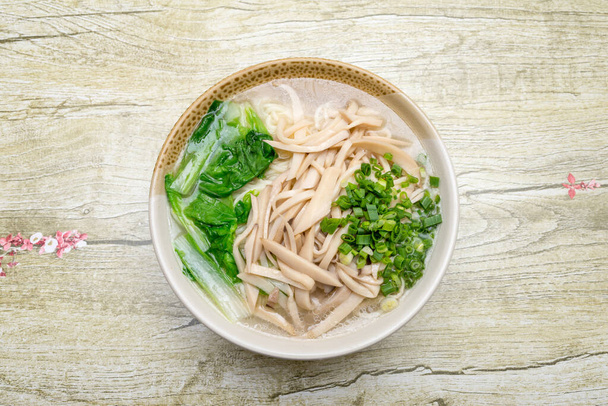 Healthy green light mushroom soup noodles - Photo, Image