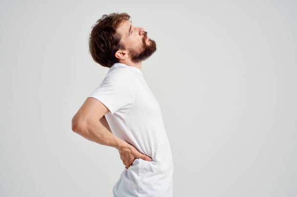 emotional man back pain health problems massage therapy isolated background - Fotoğraf, Görsel