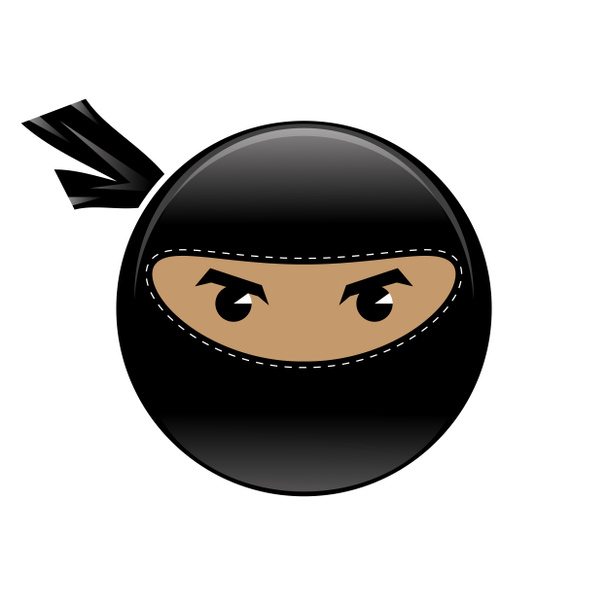 Raster Cartoon Ninja Face Icon isoliert auf weißem Hintergrund. Krieger-Logo - Foto, Bild