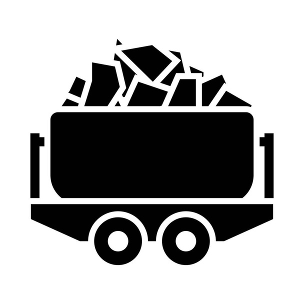 Mine Coal Trolley Icon. Black Stencil Design. Vektorová ilustrace. - Vektor, obrázek