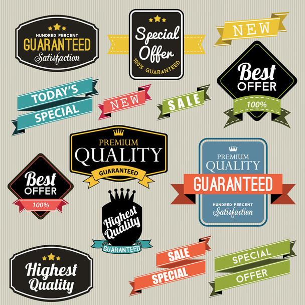 Set of vector stickers and ribbons - Vector, Imagen