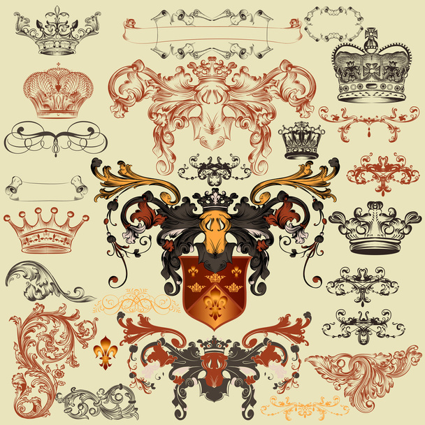 Collection of vector heraldic elements for design - Vektori, kuva