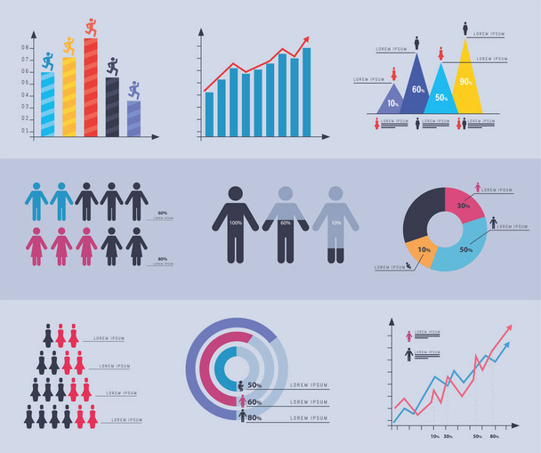 Demography chart icon collection - Vector, Image