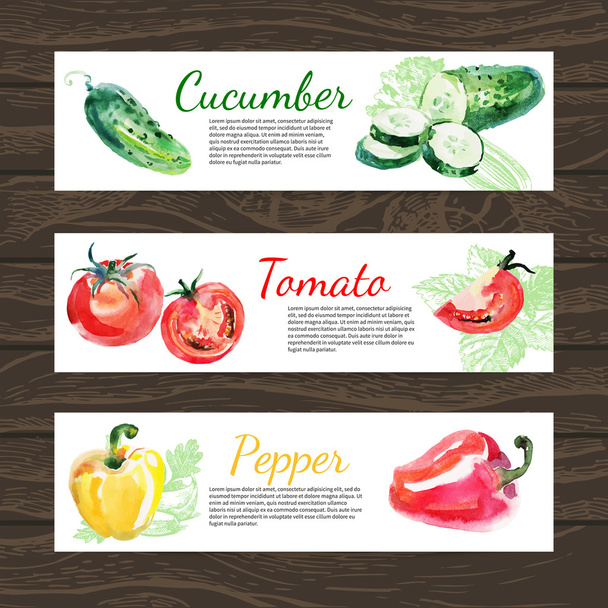 Vegetables organic food banner - Vector, Image