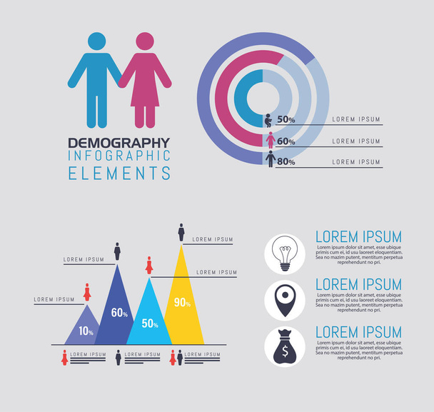 Demográfiai ábra ikon csoport - Vektor, kép