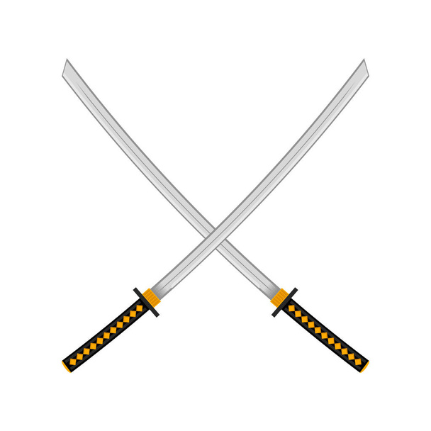 Conjunto de Espada Ninja. Arma tradicional asiática. Logotipo Katana. - Foto, Imagem