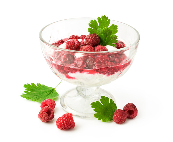 raspberry dessert with fresh berries - Photo, Image