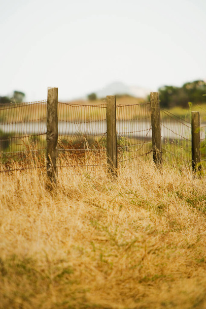 wooden fence with a blurred background - Фото, изображение